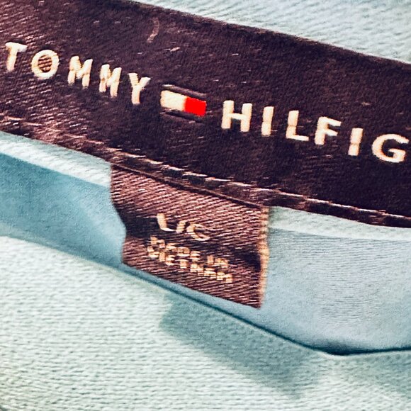 LOVE STORY Tommy Hilfiger Silk Bias Flared Maxi Skirt Light Blue - Picture 3 of 4